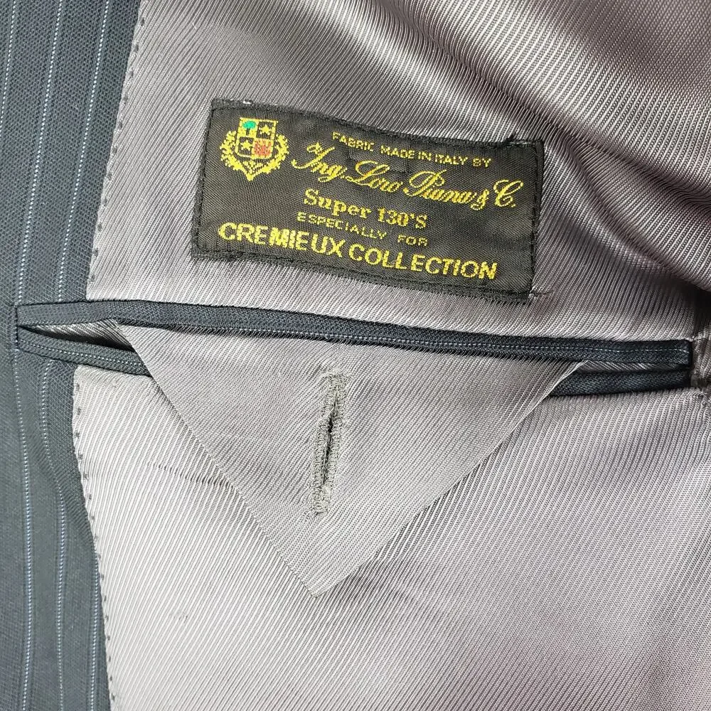 Daniel Cremieux Loro Piana Wool Dark Gray Striped Blazer Sportscoat 42R